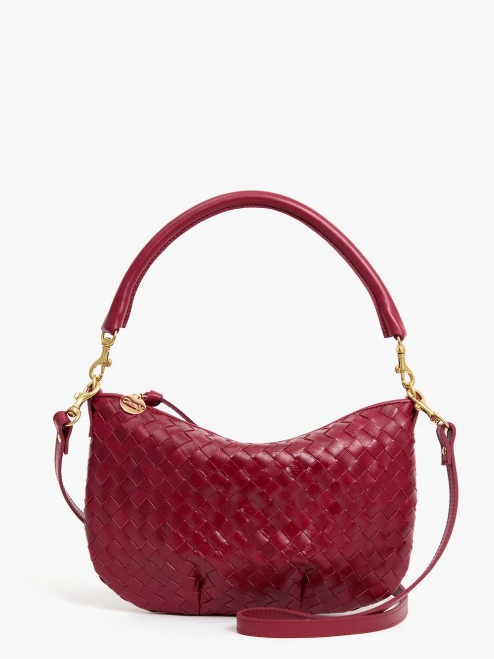 Clare V Petite Moyen Messenger in Garnet Diagonal Woven NWT